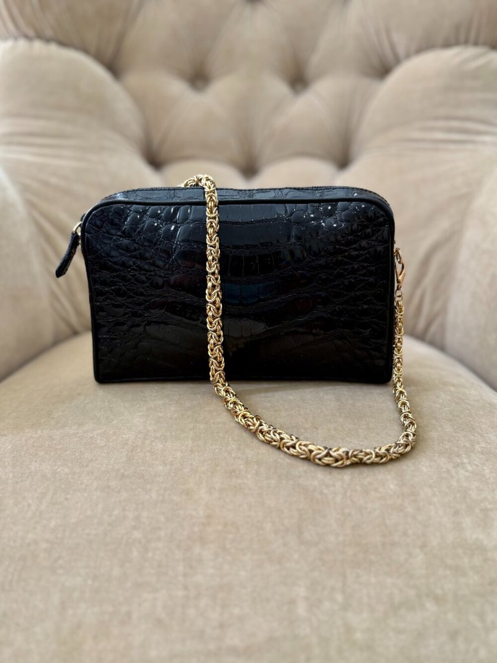 VTG Auth FRANCO PARMEGGIANI Genuine Crocodile Convertible Clutch Bag...GORGEOUS!